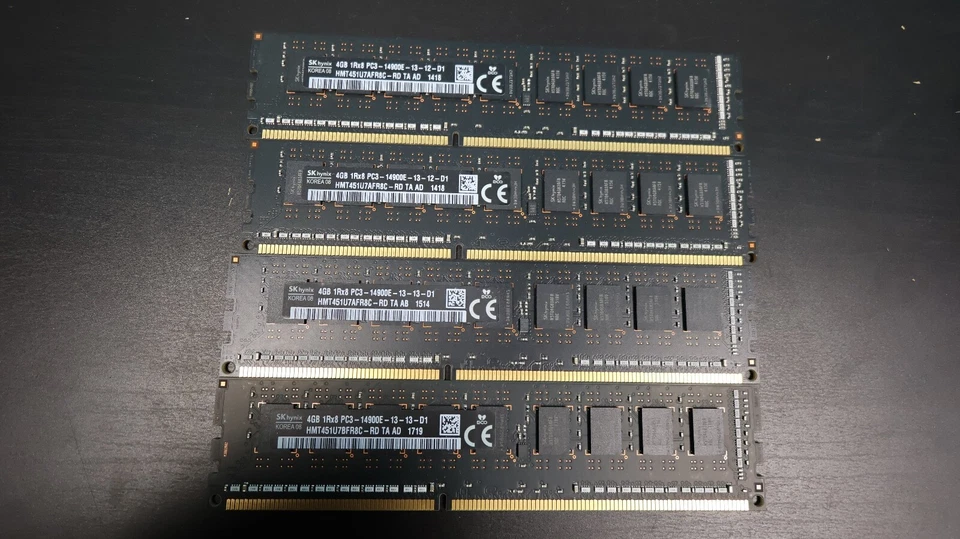 LOT 4 SKhynix 4GB 1Rx8 PC3-14900E HMT451U7AFR8C iMac Pro ECC - Image 1 of 1