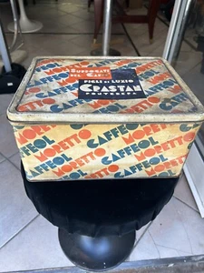OLD LITHOGRAPHED BOX COFFEE MORETTO LUZIO CRASTAN PONDERA TIN BOX - Picture 1 of 9