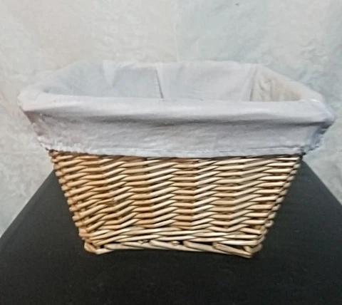 Wicker Square Basket With Liner 11" Length x 11" Width x 7" Tall Cover