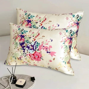 100% Pure Mulberry Silk Pillowcase Set of 2 Standard Size with Zipper,Real Silk  - Picture 1 of 12
