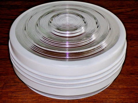 Vintage 8 in MID CENTURY MODERN Ribbed Glass Clear & White CEILING LIGHT GLOBE Cover