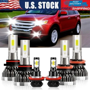 Combo LED Headlight High/Low Beam +Fog light Bulbs Kit 6000K For Ford Edge 2007 - Picture 1 of 12