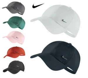 Nike Metal Swoosh Mens Boys Sports Peak Cap Baseball Golf Hat Adjustable Unisex  - Picture 1 of 18