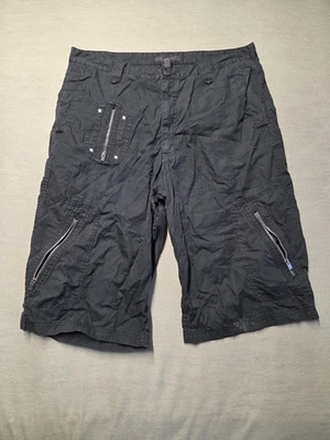 Sean John Men Sz 36 Black Cargo Cotton Shorts Adjustable Waist Zipper Pockets - Image 1 of 4