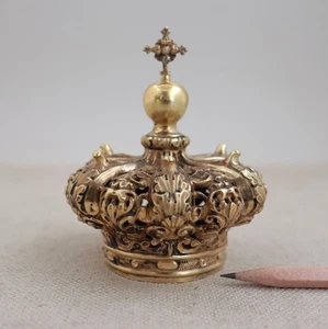 Miglior 1850 Napoli Argento Repousse Corona Votiva Dorata Santo Napoletano Punzonato - Foto 1 di 24