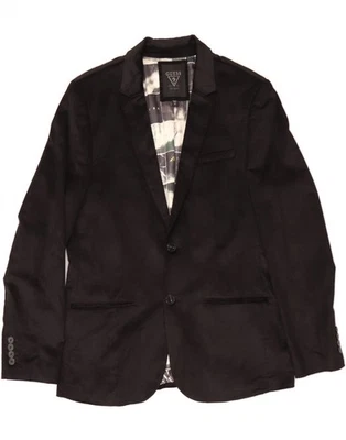 GUESS Mens Corduroy 2 Button Blazer Jacket UK 38  Medium Black Cotton CL04 - Image 1 of 3