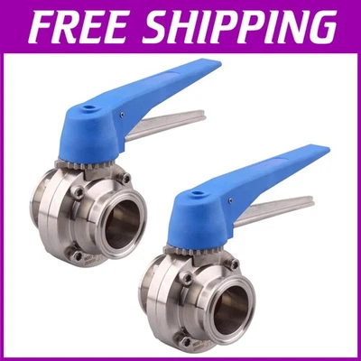 2 Pack Stainless Steel 1.5" Tri Clamp Butterfly Valve - Image 1 of 4