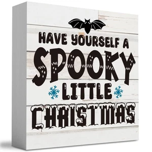 Rustic Winter Have Yourself a Spooky Little Christmas Bat Wood Box Sign, Farm... - Picture 1 of 6