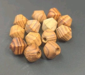 Lot Of 13, 10mm Vintage Wooden Bicone Beads - Picture 1 of 4
