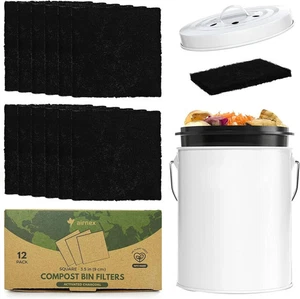 Charcoal Filters for Compost Bucket 3.5 inch Square - Pack of 12 Small Compos... - Picture 1 of 2