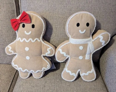 Par de almohadas de pana naturales Pottery Barn de pan de jengibre para niñas y niños 16" H #A11R Foto 1 de 2