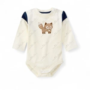 Gymboree Woodland Fox Appliqué LS Bodysuit Baby Boy Size 12 18 months Ivory Fall - Picture 1 of 5
