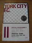 30/08/1969 York City V Swansea Town  (Creased, Fold, Nicks On Edges). No Obvious