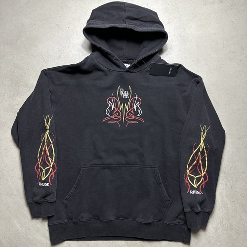 Felpa con cappuccio Rhude Hot Rod nera Motorsport Racing Team 2022 nuova con etichetta adulto media