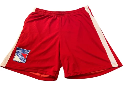 Vintage New York Rangers Shorts Men XXL Red Striped Mesh Canada Pockets Cover