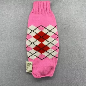 Chilly Dog Sweater Size Large Pink Argyle Pull On Wool Handmade Organic Inca - Picture 1 of 11