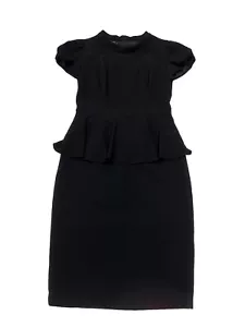 Lafayette 148 Black Wool Short sleeve Womens Dress with Ruffle 2 preowned 2 - Picture 1 of 21