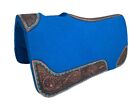 Klassy Cowgirl Blue Felt Saddle Pad w/ Tooled Leathers