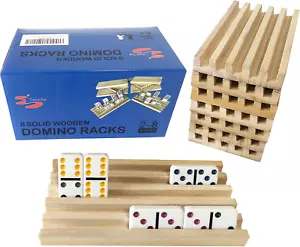 Wooden Domino Racks Set of 8 Domino Trays Holders Organizer for Classic Board G - Picture 1 of 6