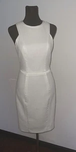 H&M Women Off White Sleeveless Fitted Dress Size 4 Sheath Work Office Cocktail - Picture 1 of 5