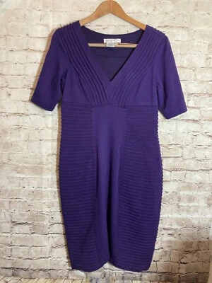 Vestido midi Maggy London para mujer 14 Petite púrpura texturizado plisado tejido Foto 1 de 4