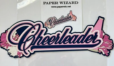 📣 Lg CHEERLEADER STICKER Layered 3D die cut GLITTER pom poms megaphone 7.5" 📣 - Image 1 of 4