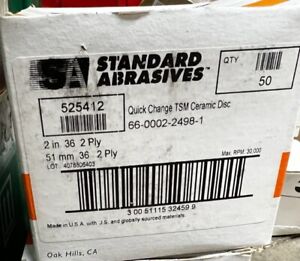 Standard Abrasives 525412 2" 36GRIT A/O 2 PLY QUICK CHANGE DISCS ( 50 PCS )