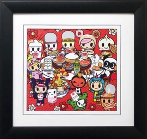Tokidoki "Chow Time" FRAMED ART Simone Legno Japanese Inspired Sushi NEW  - Picture 1 of 3