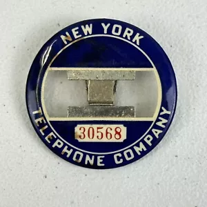 Vintage New York Telephone Company Employee Badge Button 30568 - Picture 1 of 8