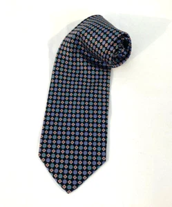 Corbata Robert Talbott Toda Seda Para Hombre Negra Aqua Coral Bronceado Geo Diamantes Círculos Nueva con Etiquetas - Imagen 1 de 9