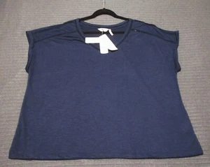 NEW WITH TAGS MILLERS SIZE 22 BLUE TOP, LACE INSERT NECKLINE, STRETCHY - Picture 1 of 7