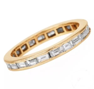 1.00ct Baguette Diamond 14K Gold Eternity Band East to West Ring - Picture 1 of 10