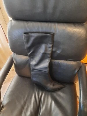 Steve Madden LAVAN CUERO NEGRO Bota Ancha Becerro Negra Tallas 9 PreLoved Foto 1 de 4