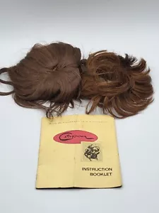 Vintage braun kastanienbraun Echthaar Clip Stück Topper mit Cetyorown Markenheft - Bild 1 von 14