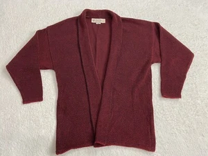Chris Triola Wearable Red Textured Cotton Knit Cardigan Womens Size Small -Nice! - Picture 1 of 12