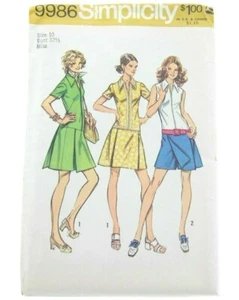 Simplicity Vintage 1970s Bust 32.5" Culotte Skort Dress Sewing Pattern Petite - Picture 1 of 2