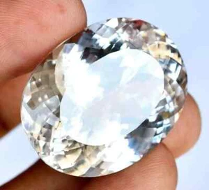 100 Ct Natural White Sapphire Oval Cut Certified Faceted Loose Gemstone - Picture 1 of 7