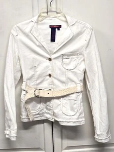 BCBG MAXARZRIA WOMENS WHITE BELTED SAFARI JACKET IN XSMALL - Picture 1 of 2