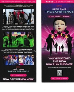 Squid Game The Experience NYC 4" x 9" promo flyer 2 sided colorful - Picture 1 of 1