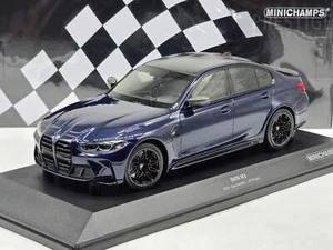 Minichamps 2020 BMW M3 Competition G80 Sedan Dark Blue Metallic 1:18 Scale - New - Picture 1 of 13