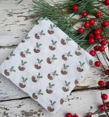 Gisela Graham Christmas Pudding Paper Napkins 2 Packs of 20
