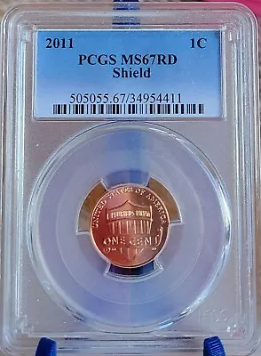 2011 Lincoln Shield Cent Penny PCGS MS 67 RD - Image 1 of 2