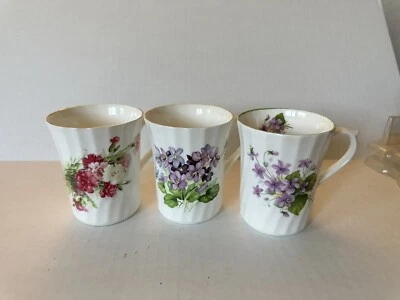 Regency English Bone China Teacups Mismatched Set Of 3 - Image 1 of 2