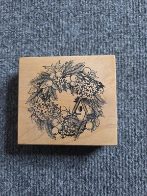 De colección 1999 PSX Designs Guirnalda de Navidad con sello de goma de madera para pajarera *199 Foto 1 de 4
