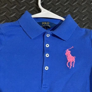 Polo Ralph Lauren blu manica corta ricamata logo camicia bambino taglia 5 - Foto 1 di 7