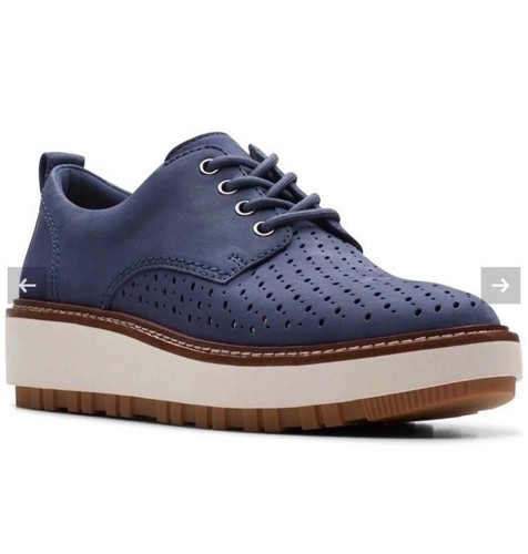 Scarpe Clarks nuove con scatola da donna Orianna W Move in pelle nabuk blu navy UK 6 39 5
