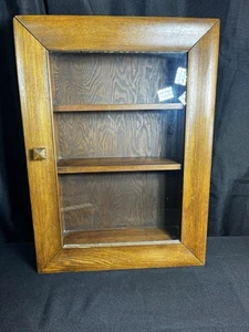 Vintage Holz & Glas Vitrine Medizinschrank Schattenkasten Wandhalterung - Bild 1 von 20