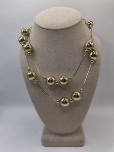 Statement Halskette mit großen Perlen gepunzt 14K Gelb GP vergoldet 59 Gramm - Bild 1 von 6