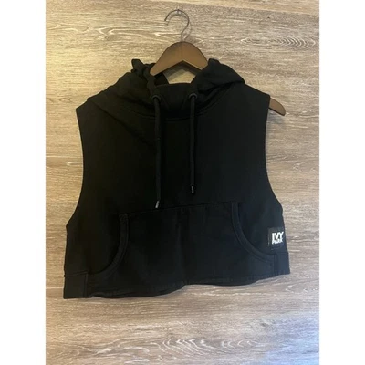 Ivy Park черный толстовка с капюшоном укороченный Beyoncé без рукавов пот Топ толстовка размер M женщин - Изображение 1 из 4