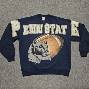 VTG 80s Penn State Nittany Lions NCAA Football Sweatshirt L Spell Out USA RARE - Picture 1 of 13